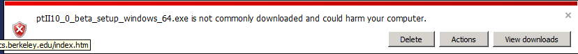 Screenshot of IE with Not Commonly Downloaded Message