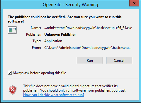 Open File - Security Warning