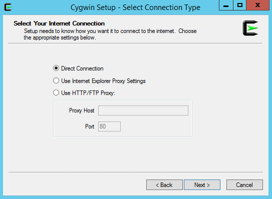 Cygwin Setup - Select Connection Type